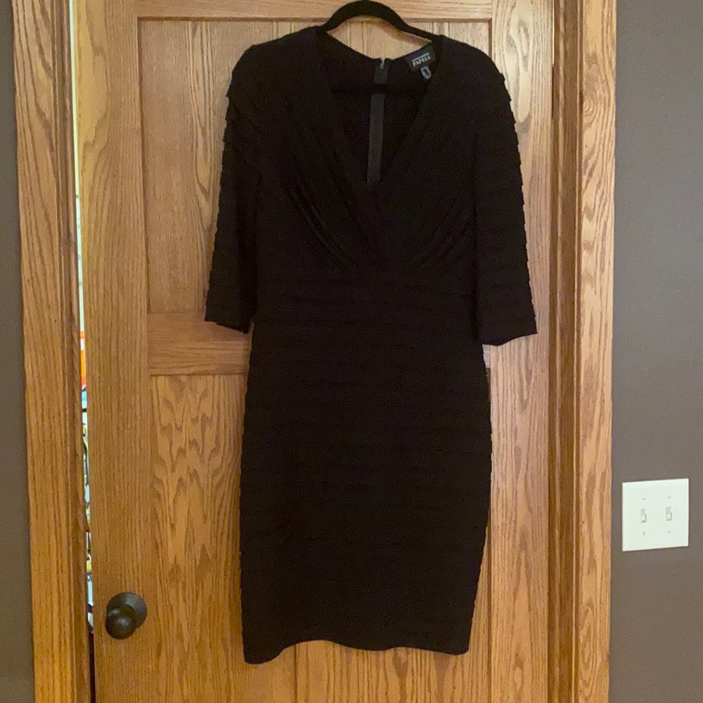 Adriana Papell black dress.